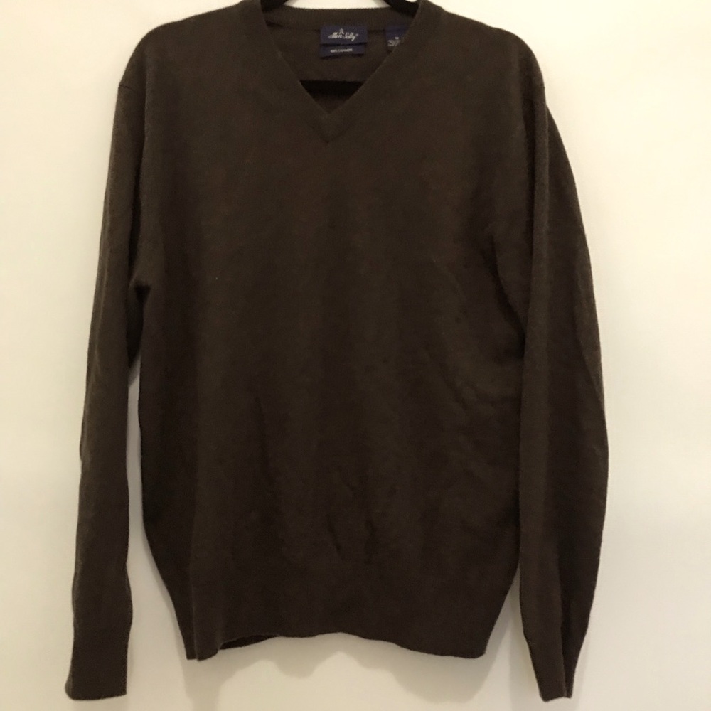 Allen Solly Cashmere Men's Brown V-Neck Sweater Size M